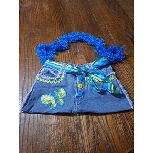Vintage Handmade Booty Bag Upcycle Denim Jean Shorts Pants Handbag Purse Zana di